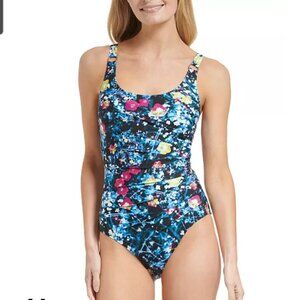 NEW Calvin Klein Women's Starburst One-Piece Swimsuit SZ 10 Floral Artsy Beach